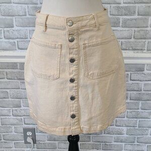 Beige Denim Button-Front Mini Skirt Size 8/29 By On 34th Preppy Acadamia